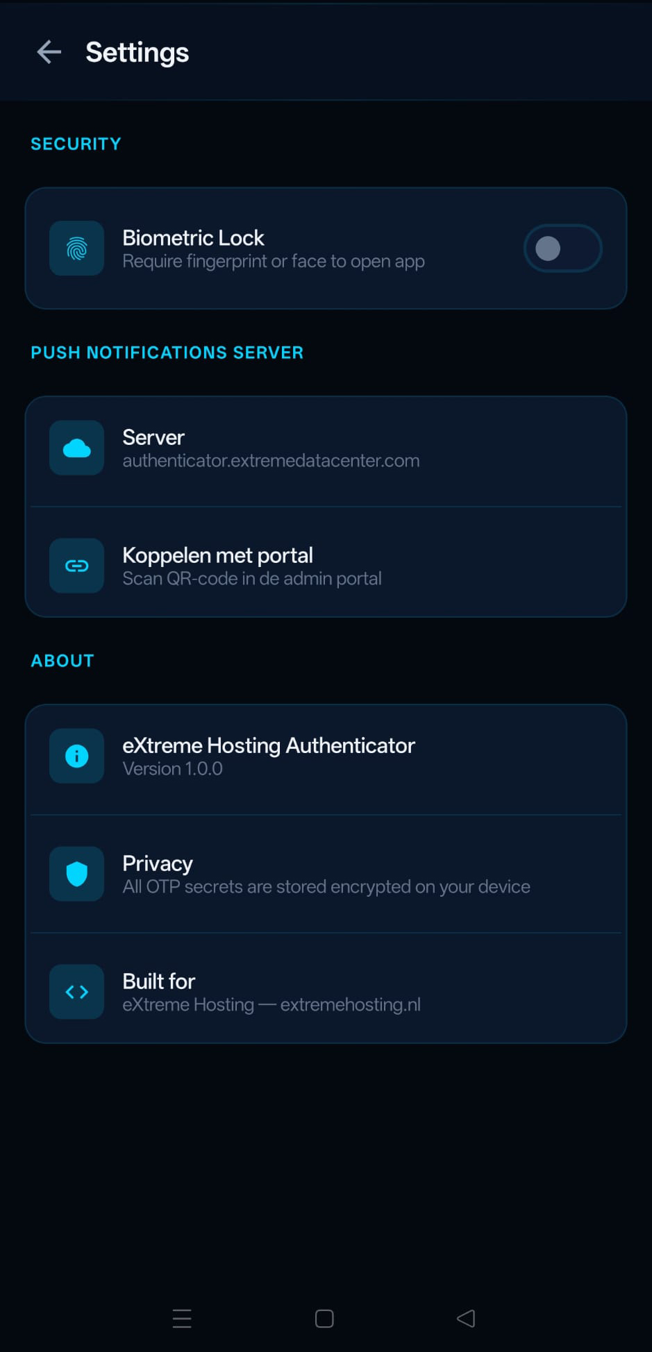 eXtreme Authenticator – OTP scherm